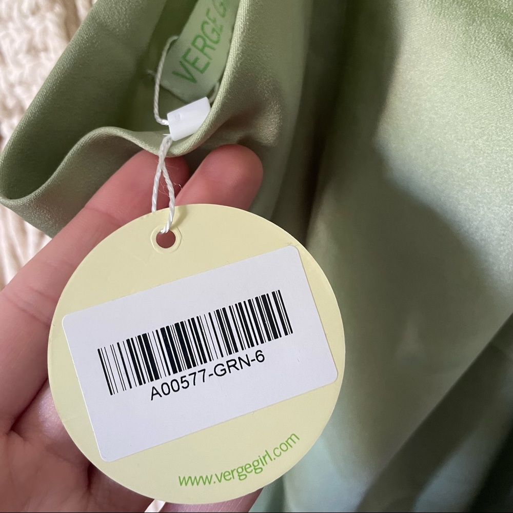 Verge Girl Sage Green Satin Mini Slip Dress - Picture 6 of 8